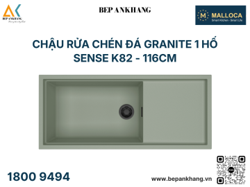 Chậu rửa chén đá Granite 1 hố Malloca - SENSE K82 - 116cm